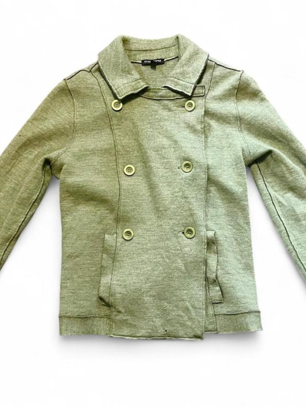 Eileen Fisher Women's Green jacket/Sweater Merino Wool Cardigan Pea Coat
